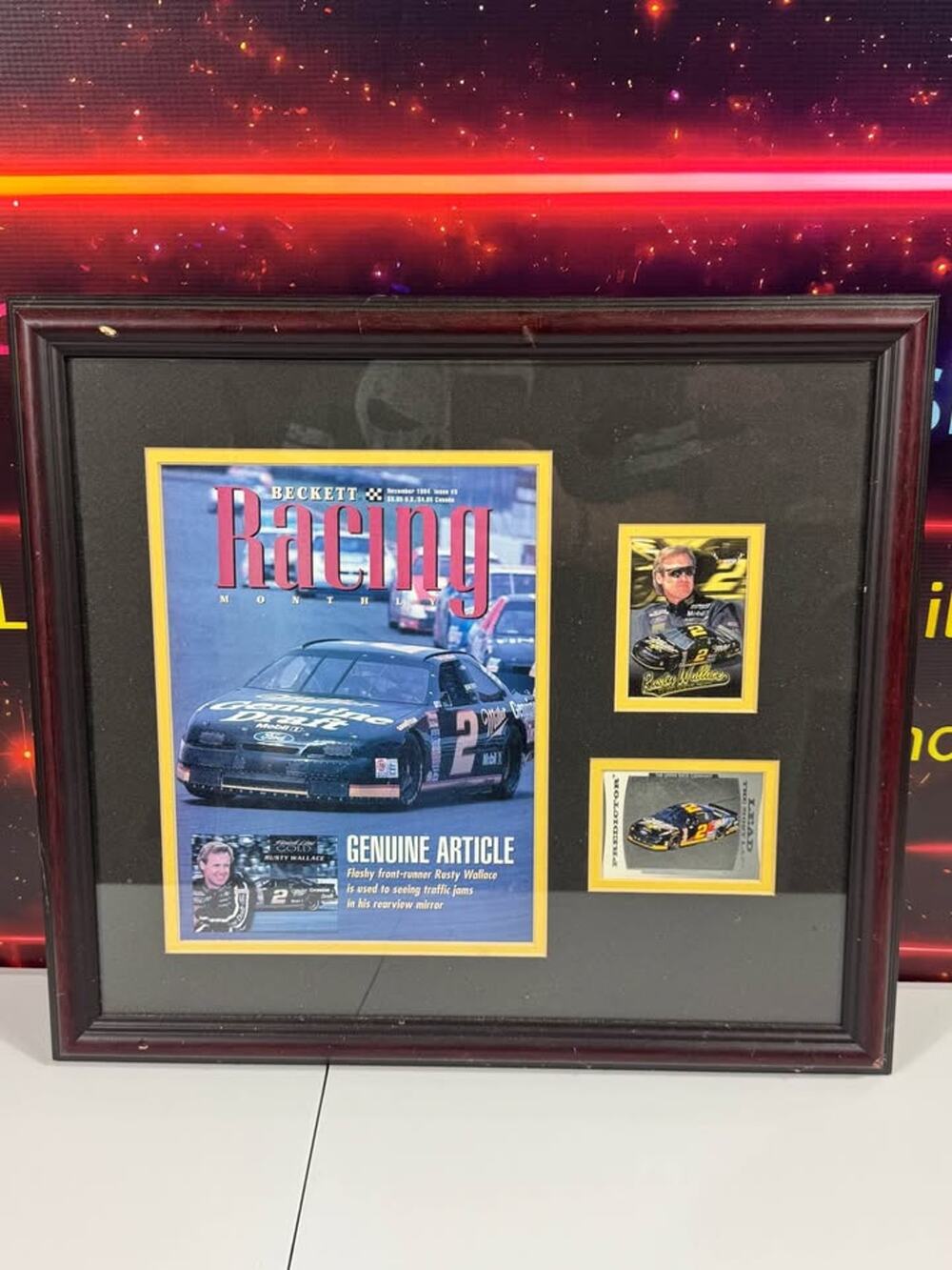 Vintage Rusty Wallace NASCAR Beckett Racing Monthly Framed Collector Display